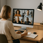 A hybrid office featuring quiet workstations, call pods and collaborative seating areas, designed to support flexible working and hybrid teams.